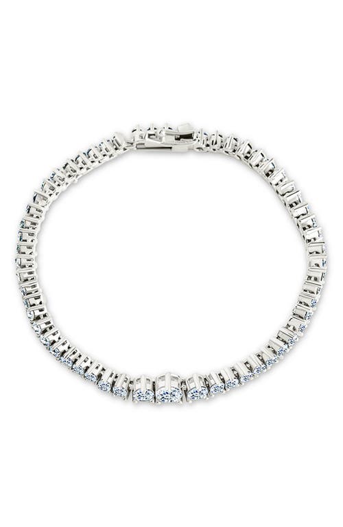 Sterling Forever Tatum Graduated Cubic Zirconia Tennis Bracelet In Metallic