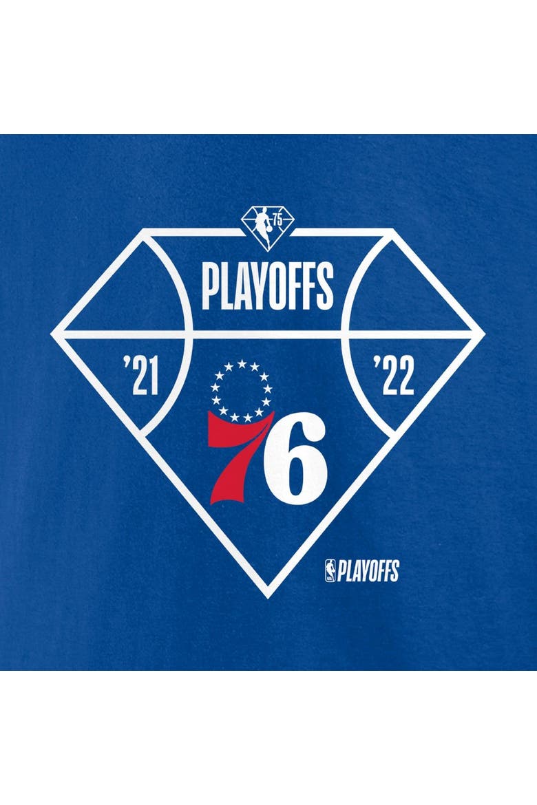 Men's Fanatics Branded Royal Philadelphia 76ers 2022 NBA Playoffs Diamond Tip Off T-Shirt, Alternate, color, Royal