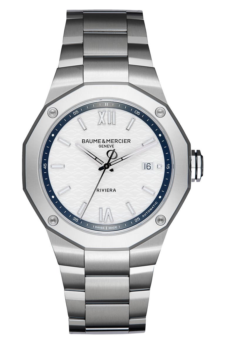 Riviera 10829 Automatic Bracelet Watch, 42mm, Main, color, WHITE