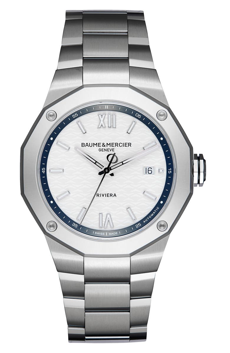Baume & Mercier Riviera 10829 Automatic Bracelet Watch, 42mm, Main, color, White