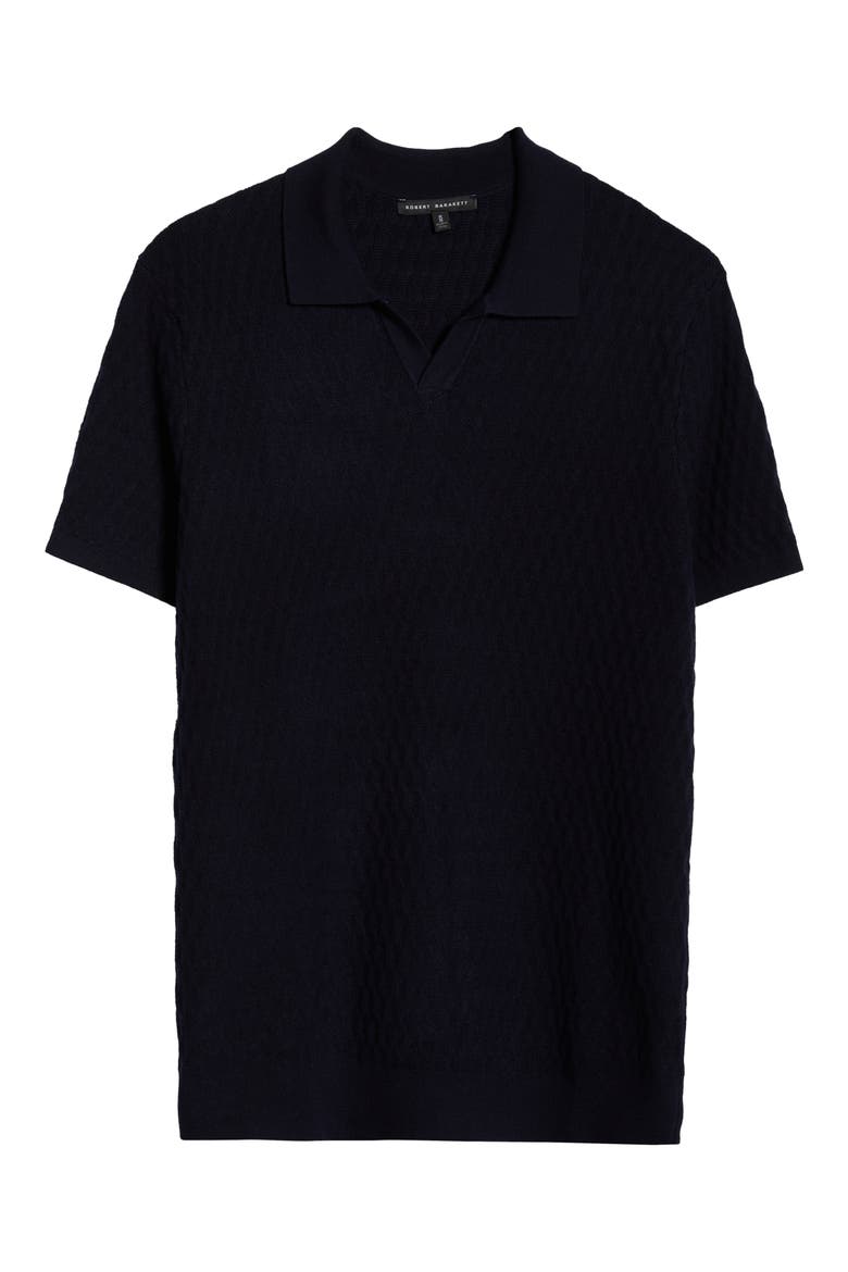 Rylan Johnny Collar Cotton Blend Polo Sweater, Alternate, color, NAVY