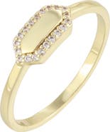 Adornia 14k Gold Plated Cubic Zirconia Elongated Bar Ring