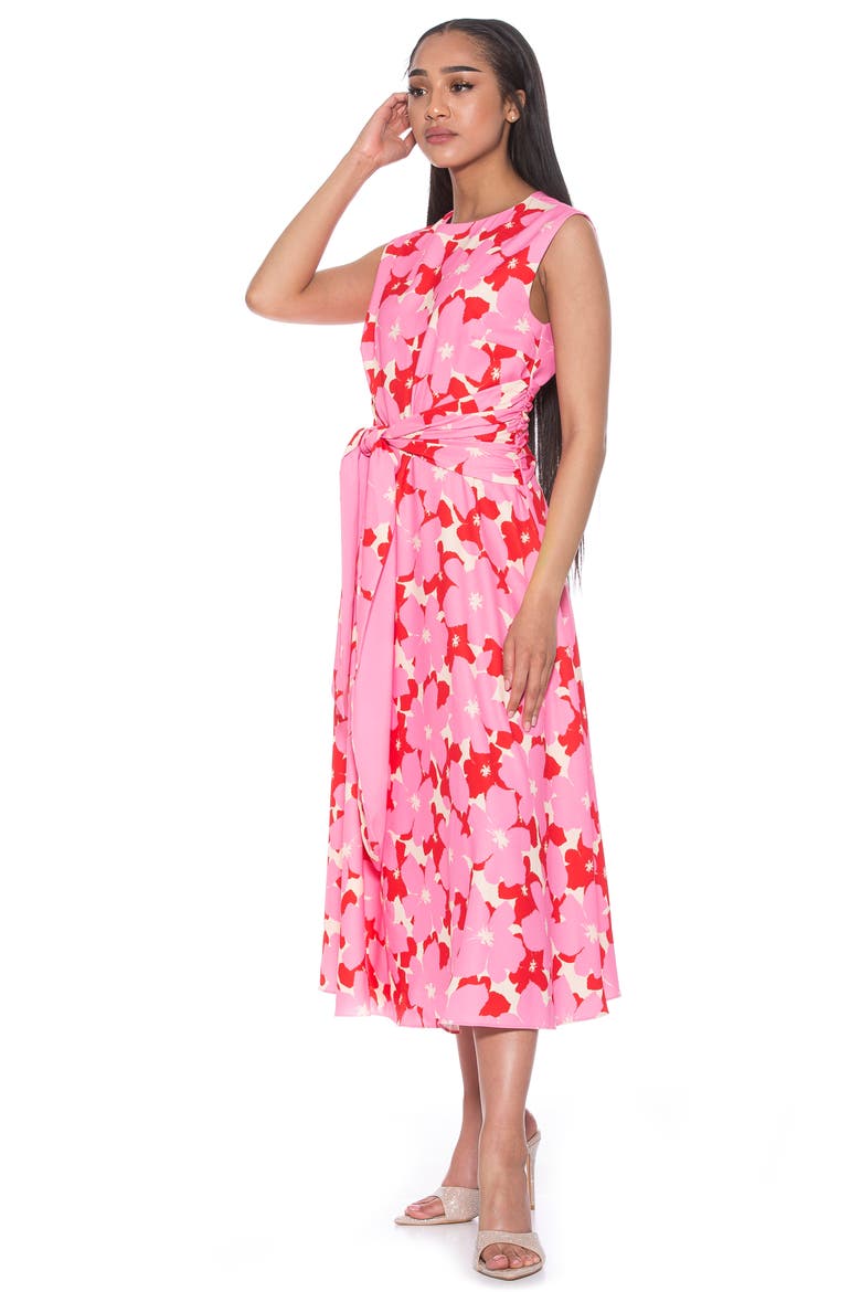 Paris Sleeveless Asymmetric Tie Midi Dress, Alternate, color, PINK MULTI