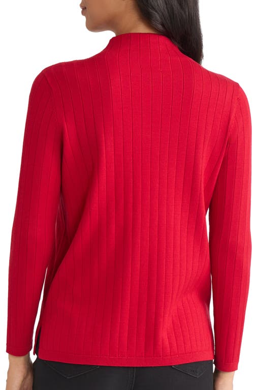 Jones New York Funnel Neck Wide Rib Sweater In Red