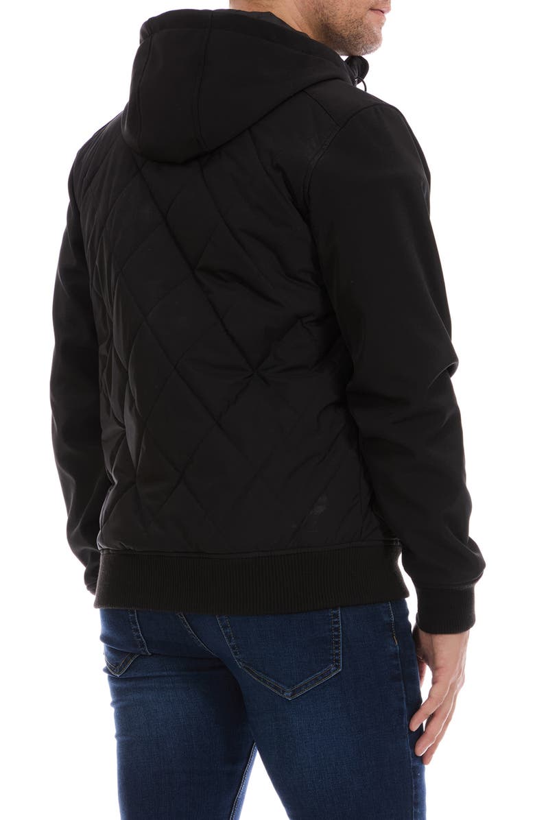 Perry Ellis Hooded Quilted Bomber Jacket, Alternate, color, Black