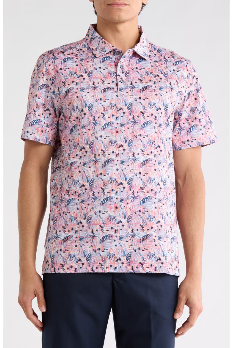 Printed Short Sleeve Polo, Main, color, CHILI
