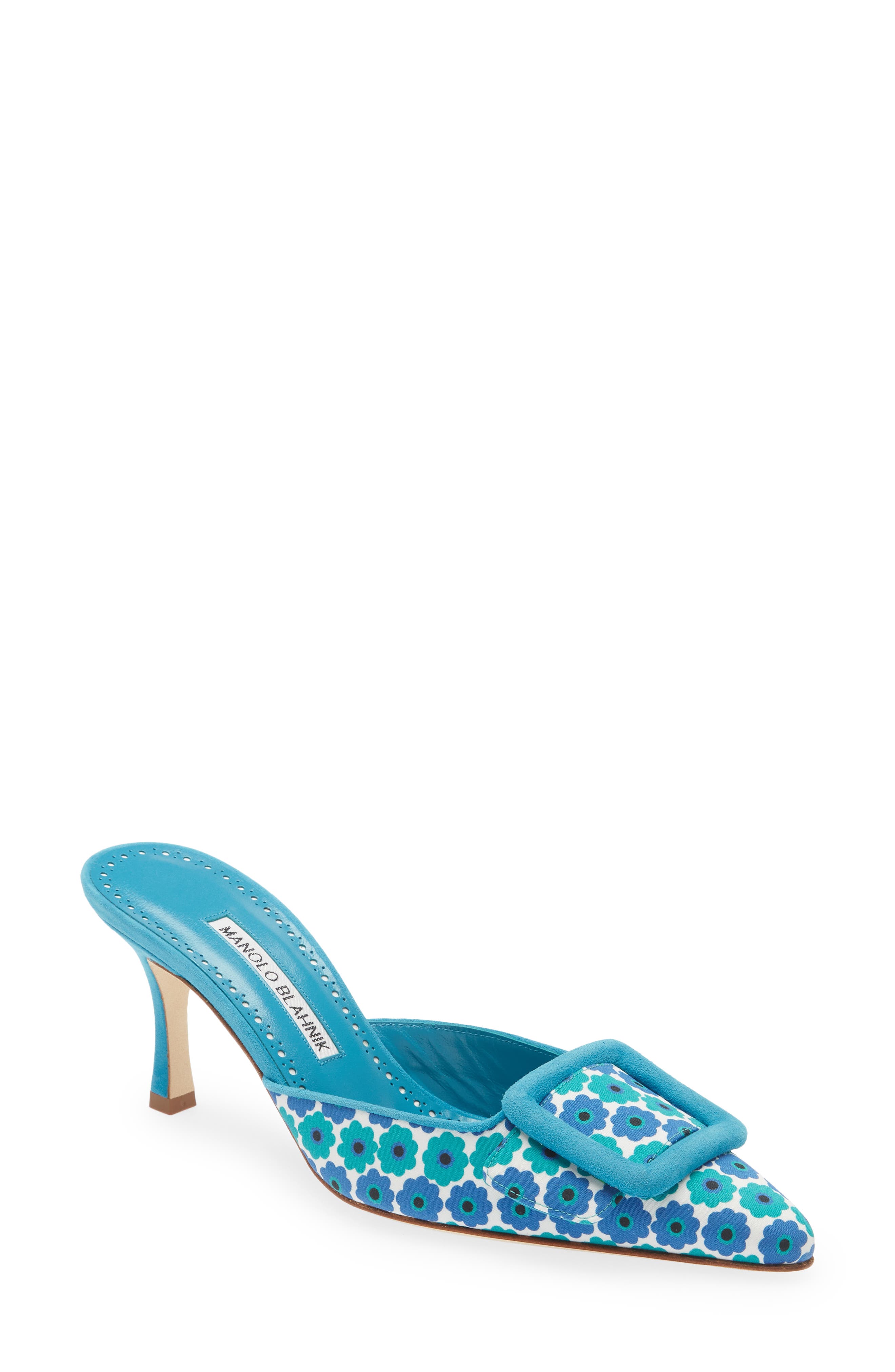 Manolo Blahnik Maysale Buckle Pointed Toe Mule, Main, color, 