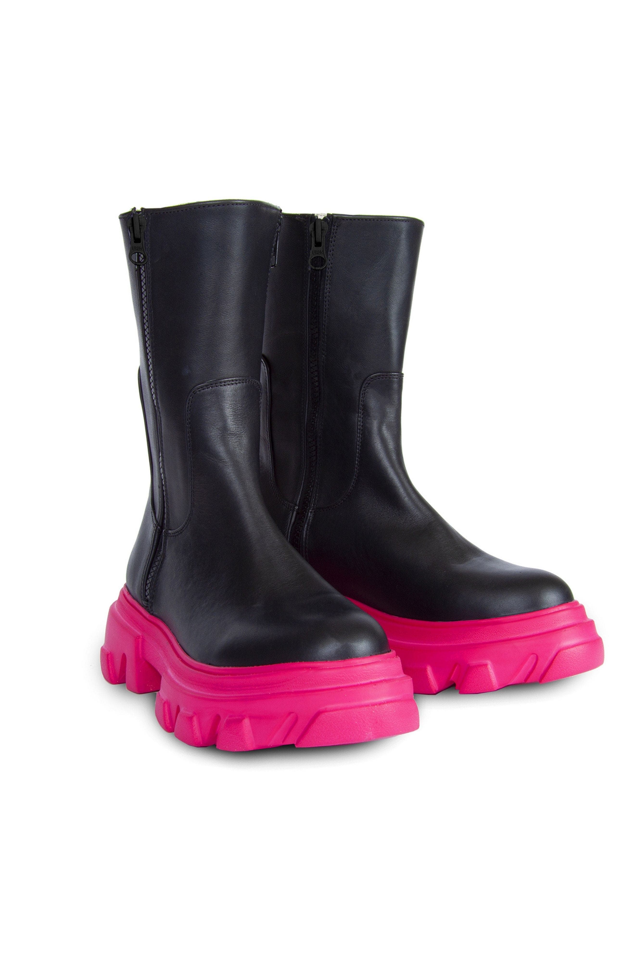 URBNKICKS Double Zipper Leather Boots Backstreet, Alternate, color, Black