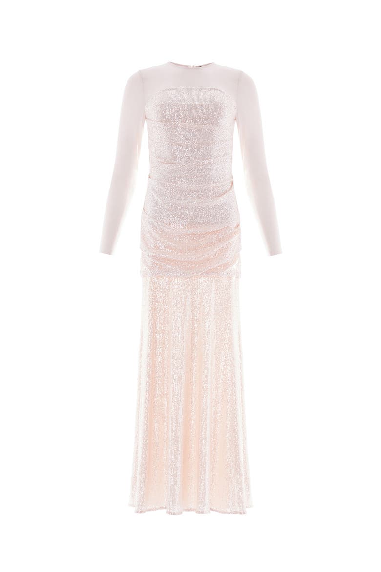 Josephine Long Sleeve Gown, Alternate, color, Oyster