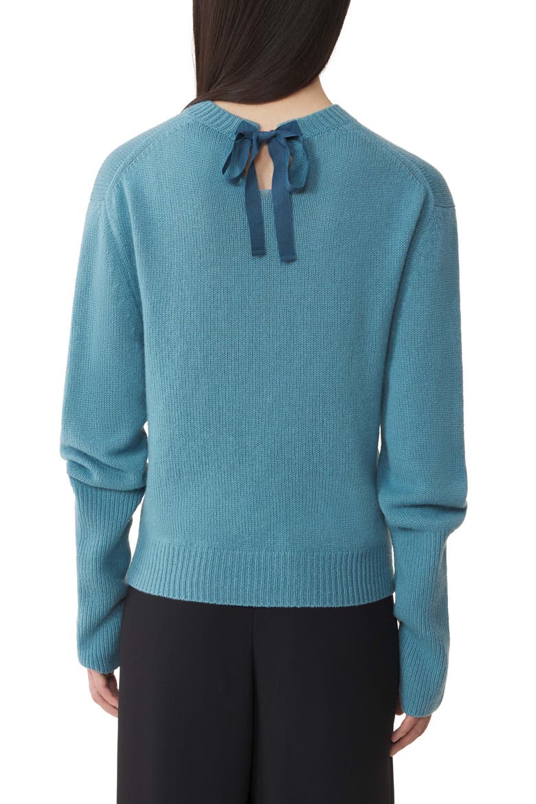 Cashmere Sweater With Grosgrain Detail, Alternate, color, Pale blue