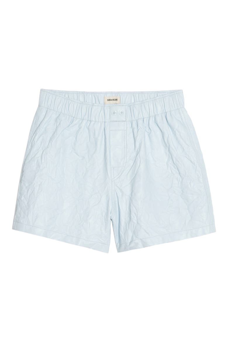 Pax Crumpled Leather Shorts, Alternate, color, BABY BLUE