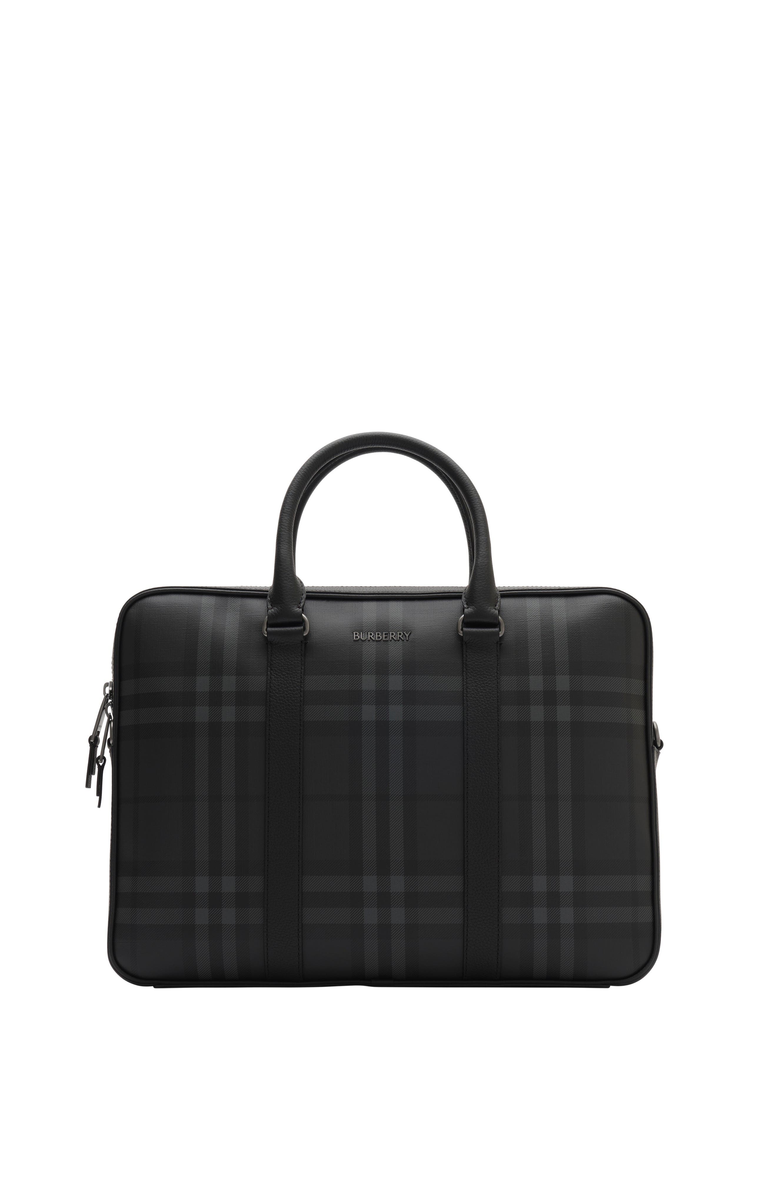 City Check Briefcase, Main, color, Iron grey