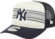 New Era Men's New Era Cream/Navy New York Yankees Banner A-Frame 9FIFTY Trucker Snapback Hat