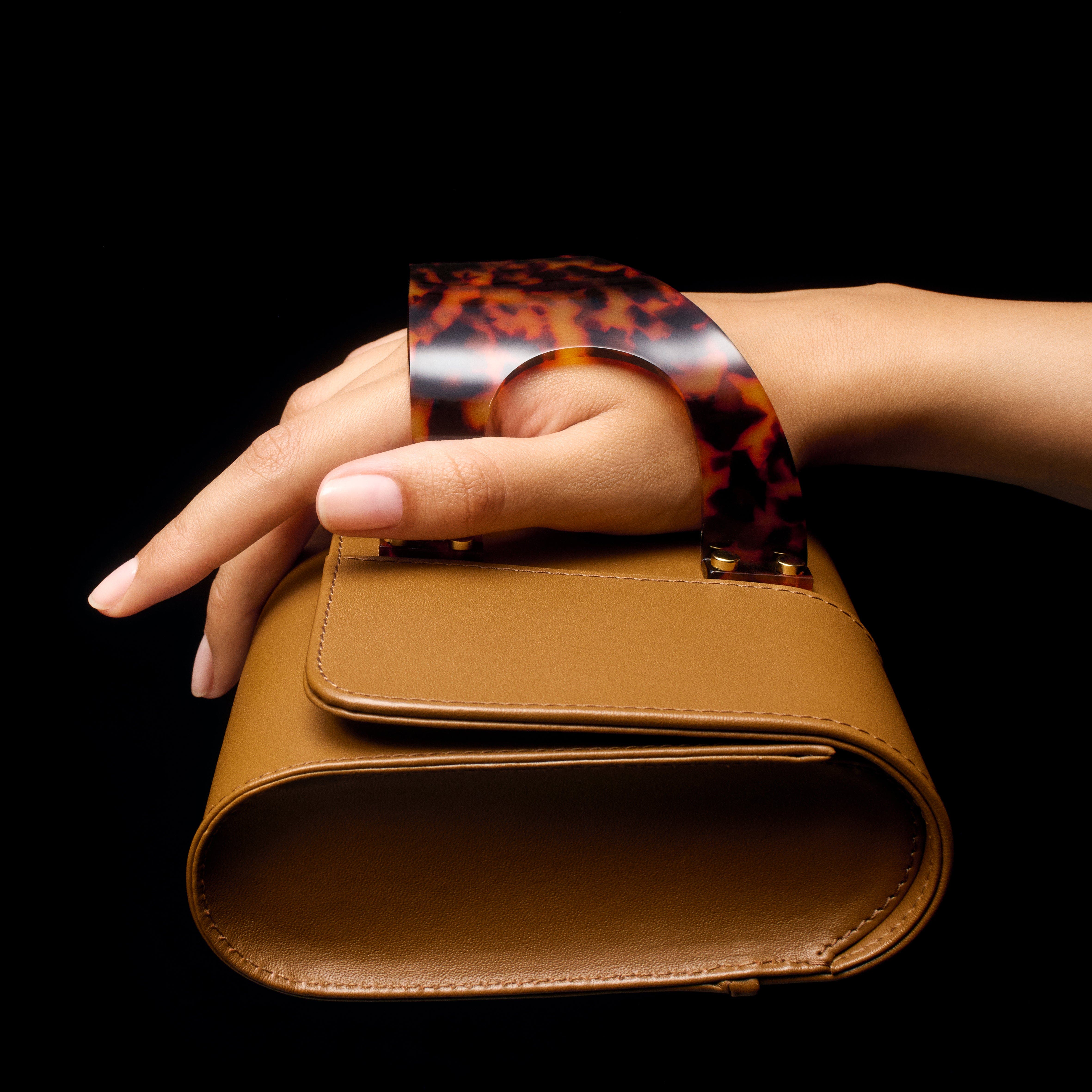 PERRIN PARIS L'EIFFEL ECAILLE CLUTCH, Alternate, color, Black