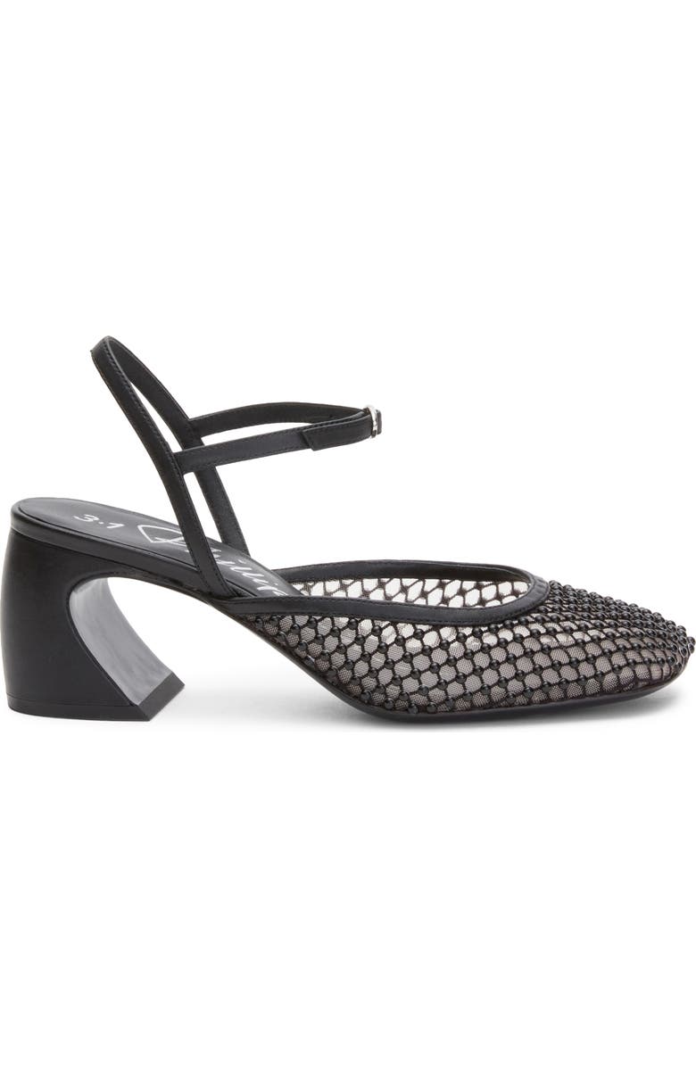 3.1 Phillip Lim Ankle Strap Crescent Heel Pump, Alternate, color, Black