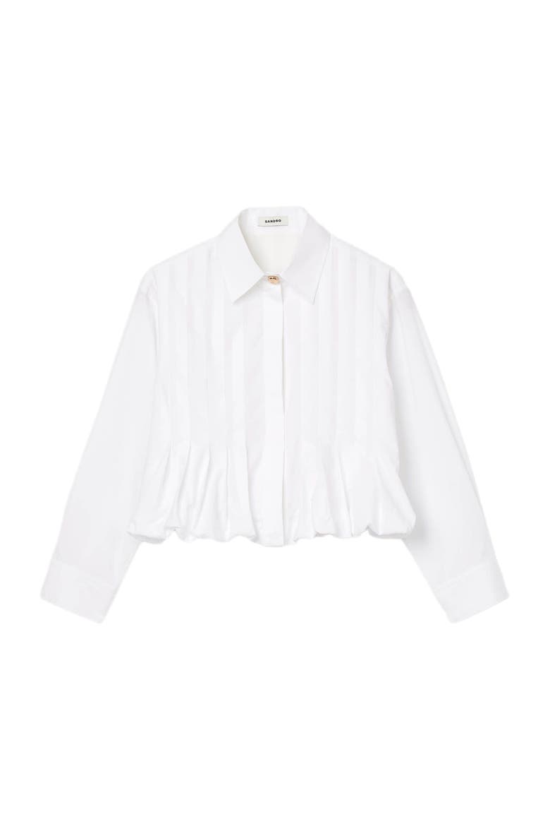 Pleated cropped shirt, Alternate, color, White