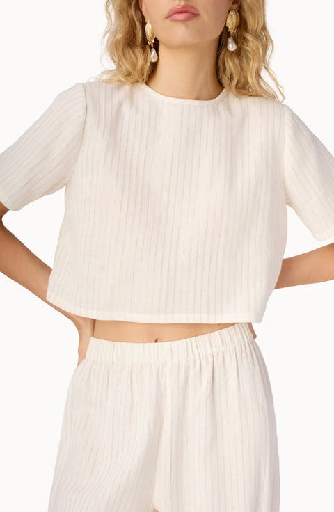 Mica Metallic Stripe Crop Top