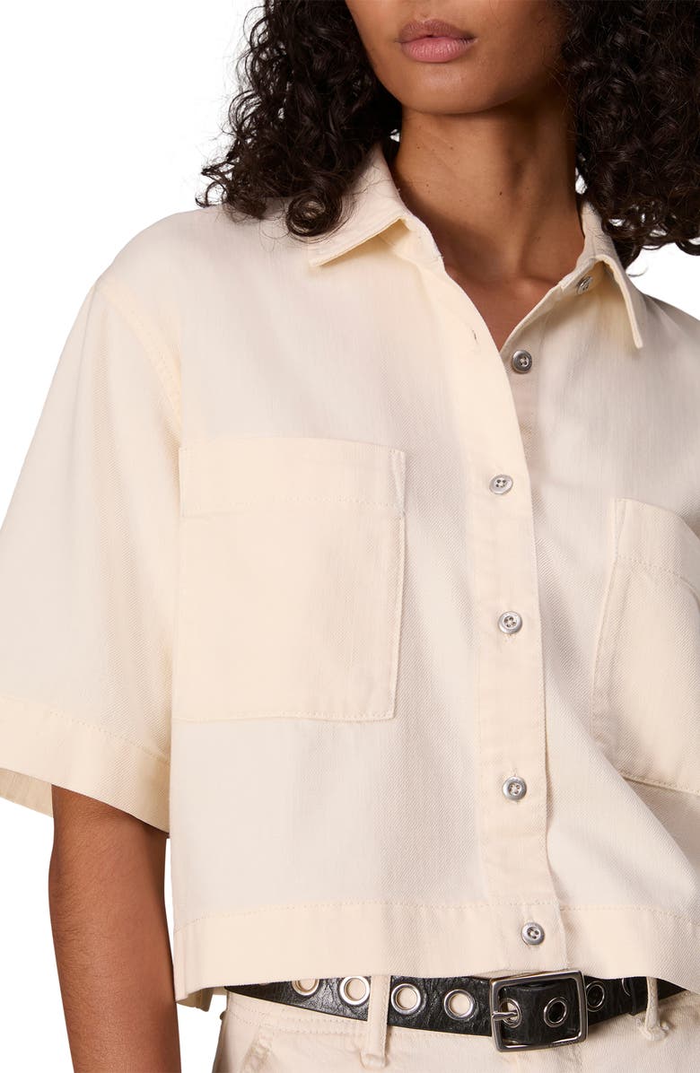 rag & bone Ultra Featherweight Lenna Crop Denim Button-Up Shirt, Alternate, color, Ecru