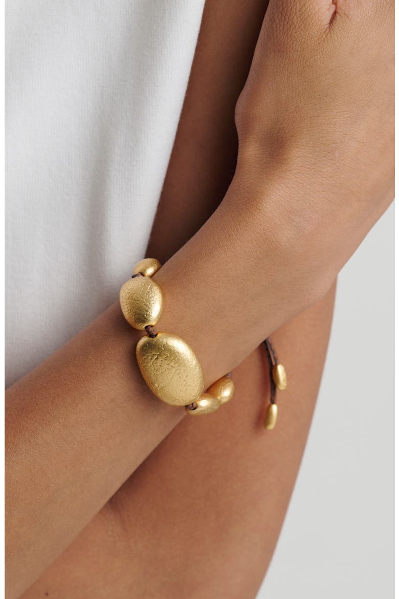 Penny Smooth Pebble Cord Bracelet, Alternate, color, GOLD TONE BROWN