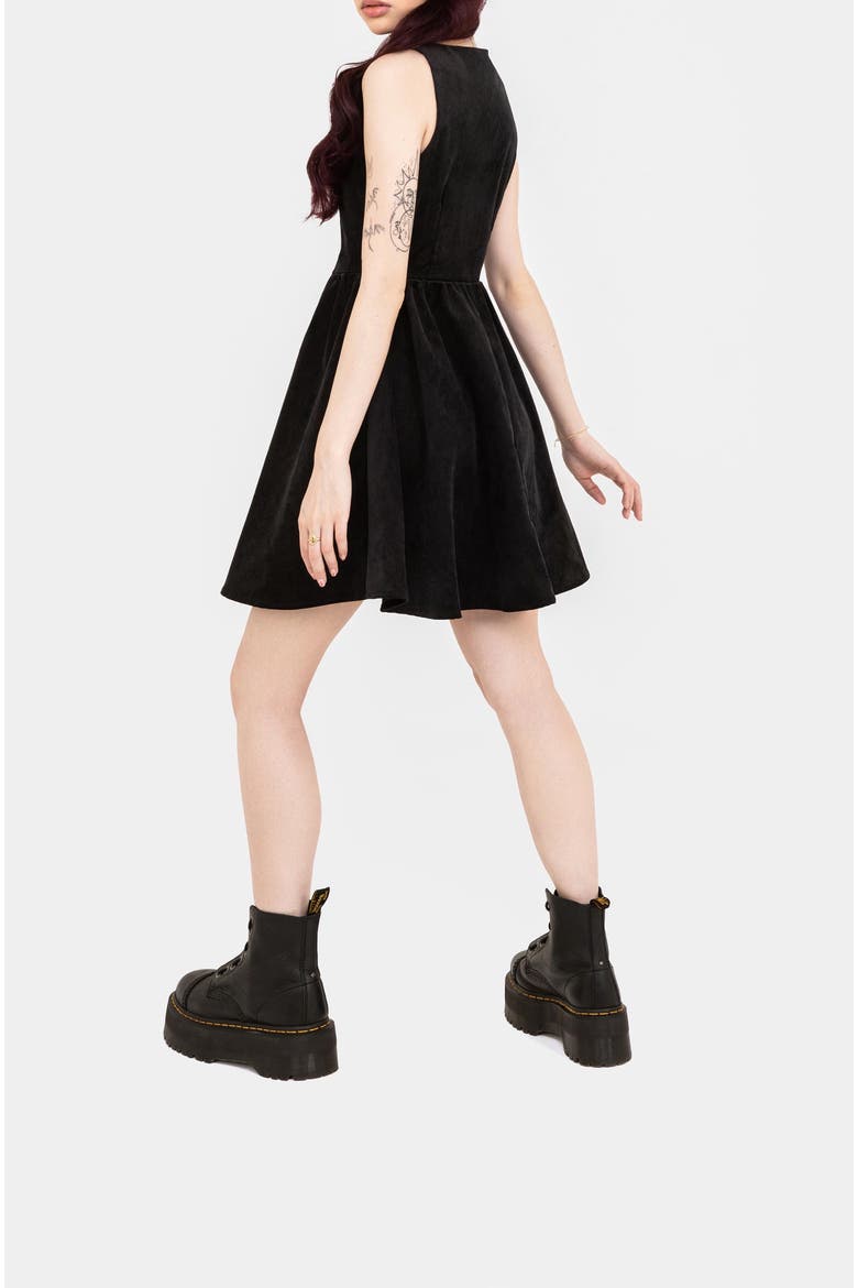 Iris Button Up Pinafore Mini Dress, Alternate, color, Black