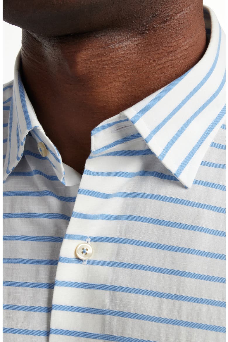 Barre Stripe Slub Cotton Button-Up Shirt, Alternate, color, WHITE/ BLUE