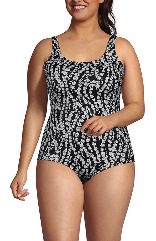 Lands' End Tugless Low Leg One Piece Swimsuit In Black