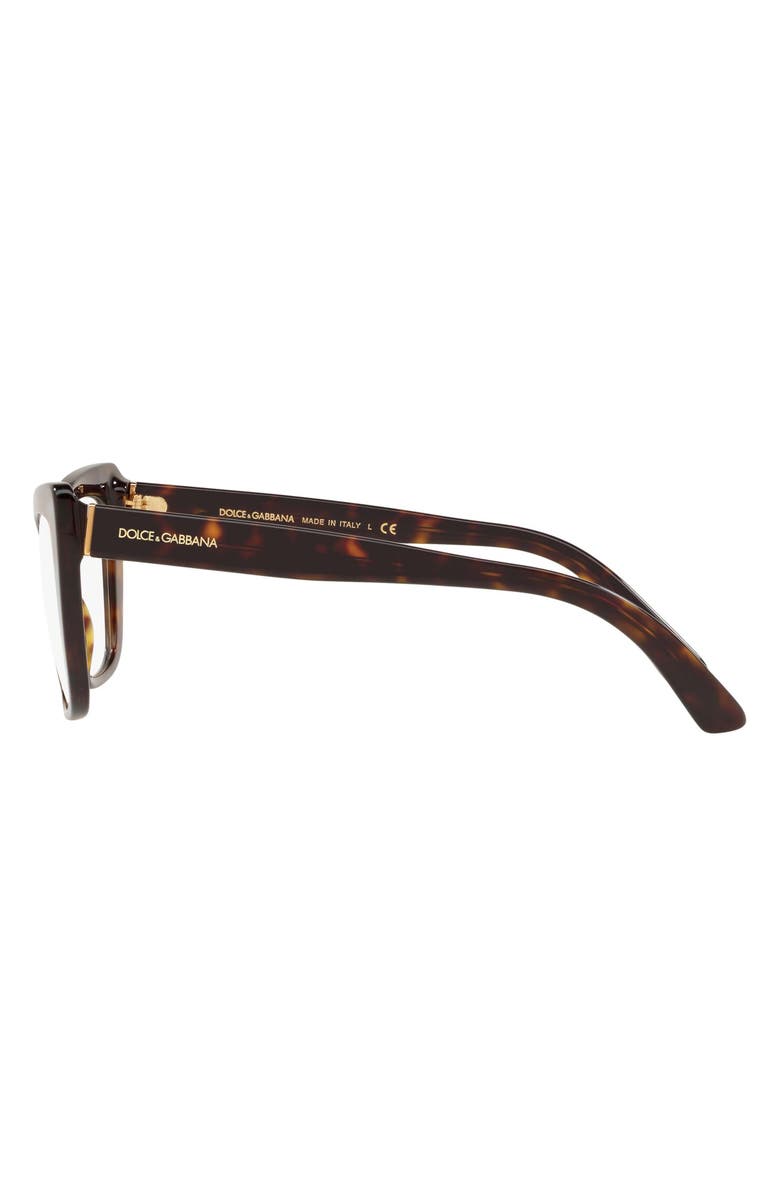 Dolce&Gabbana 53mm Cat Eye Optical Glasses, Alternate, color, Havana