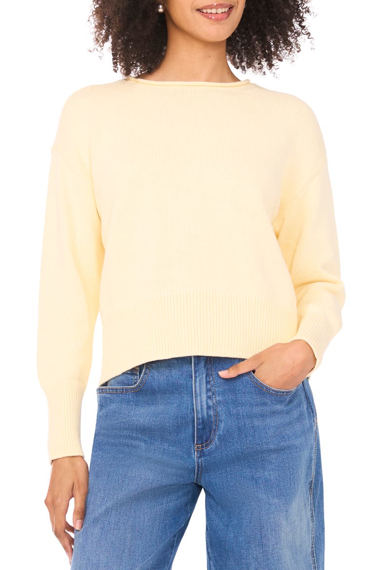 Roll Neck Sweater, Main, color, CREAM YELLOW