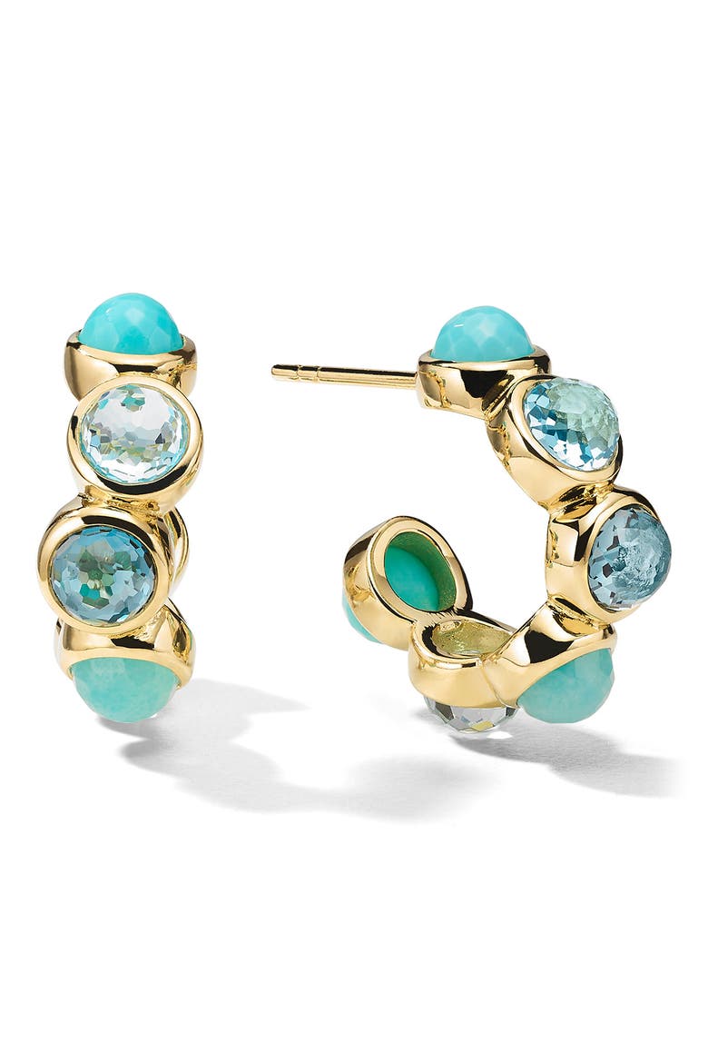 Lollipop Waterfall Hoop Earrings, Main, color, GREEN GOLD