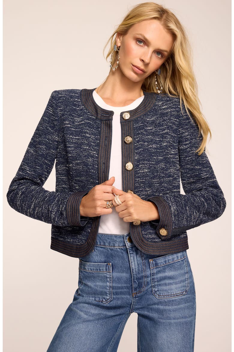 Delia Tweed Jacket, Alternate, color, NAVY TWEED