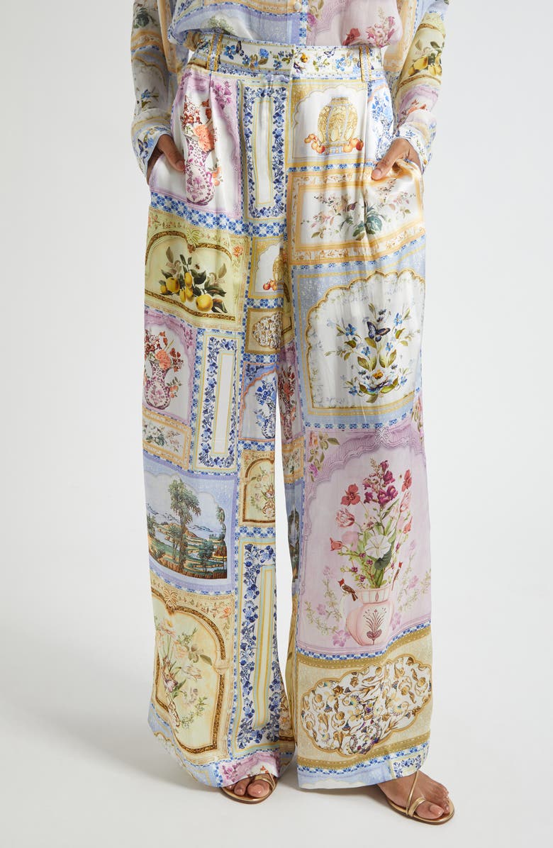 Camilla Wide Leg High Waist Pants, Main, color, Botanical Ballads