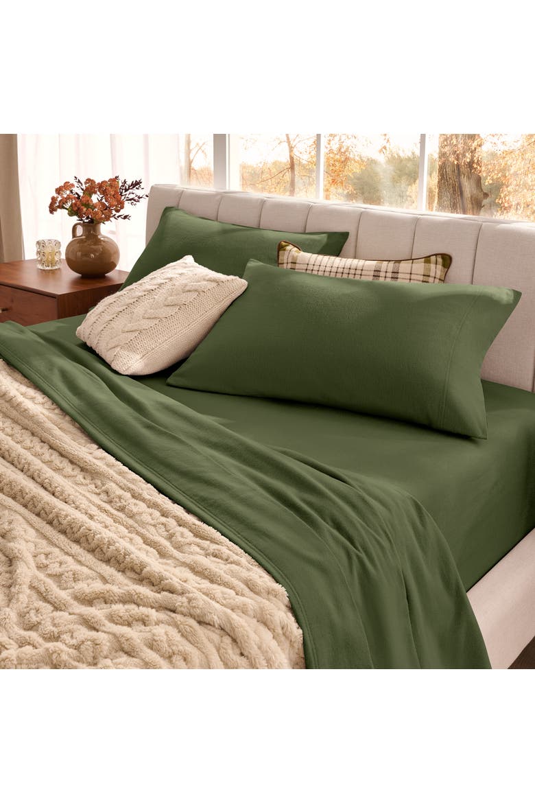 100% Organic Cotton Flannel Sheet Set - Split King, Alternate, color, Cypress