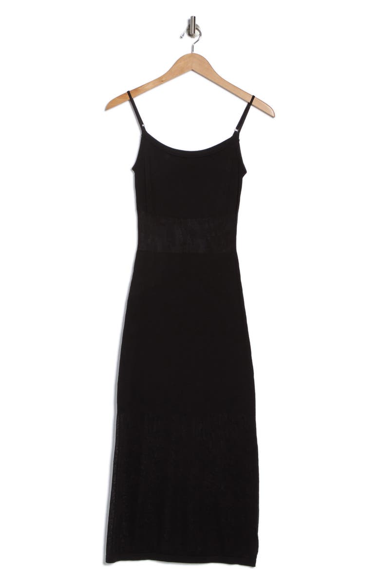 Lush Semisheer Knit Body-Con Midi Dress, Alternate, color, Black
