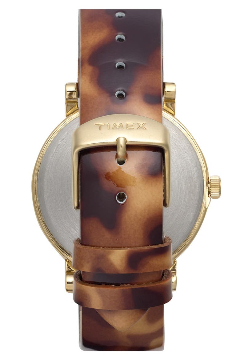Round Patent Leather Strap Watch, 38mm, Alternate, color, TORTOISE/ GOLD