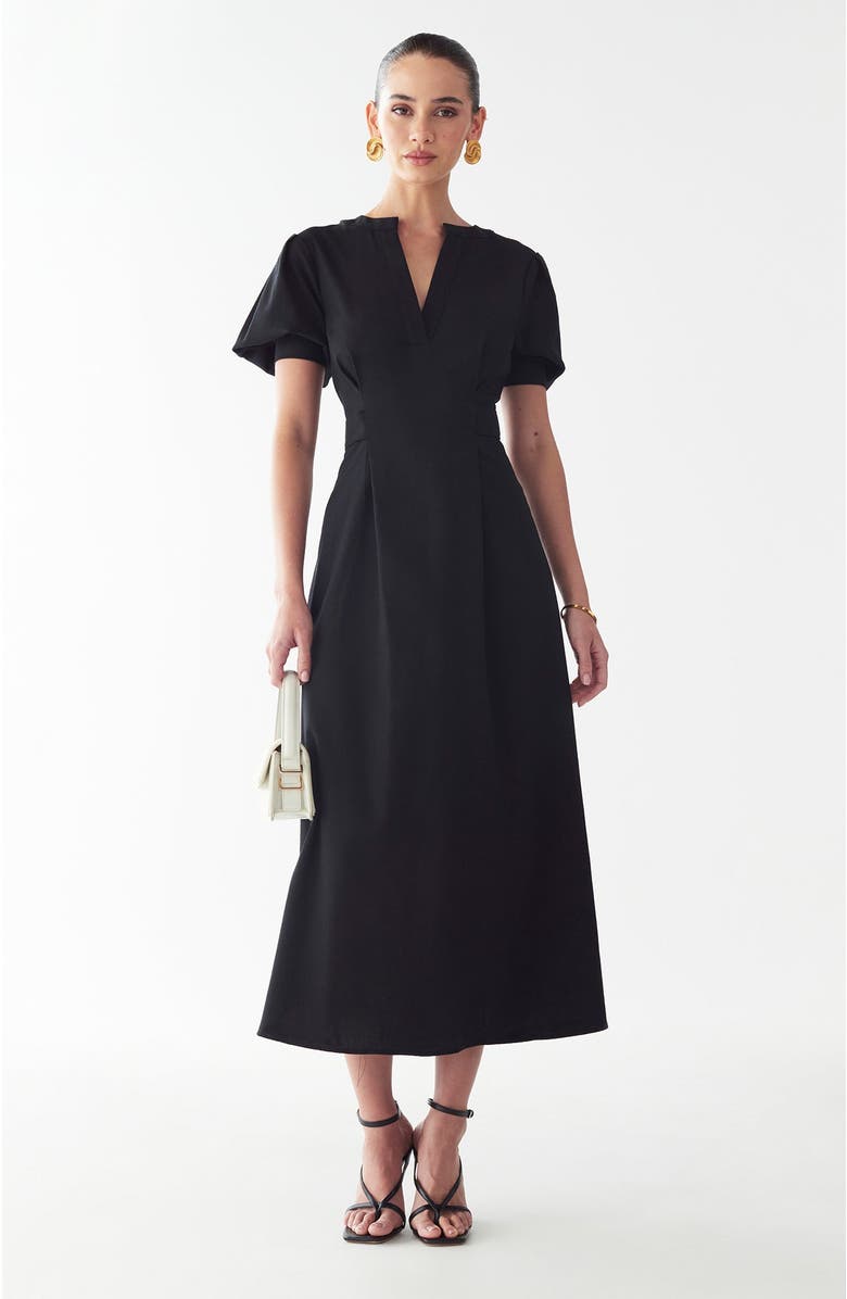 WILLA Winnie Midi Dress, Main, color, Black