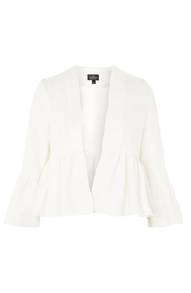Topshop Ruffle Crop Jacket, Alternate, color, 