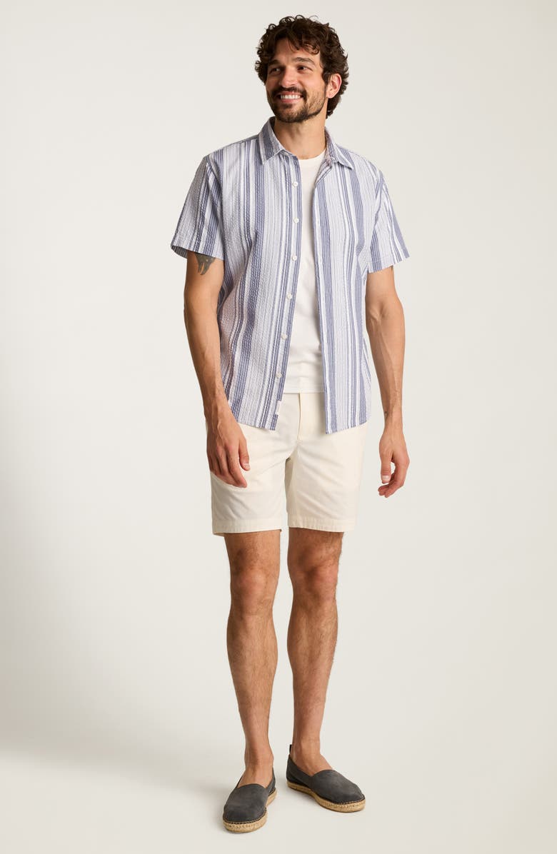 Bonobos Riviera Slim Fit Stripe Short Sleeve Seersucker Button-Up Shirt, Alternate, color, Amonte Stripe C9
