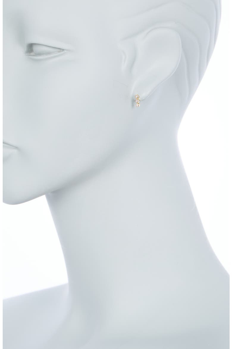 14K Yellow Gold Bezel Diamond Trio Stud Earrings - 0.07 ctw, Alternate, color, YELLOW GOLD/DIAMOND