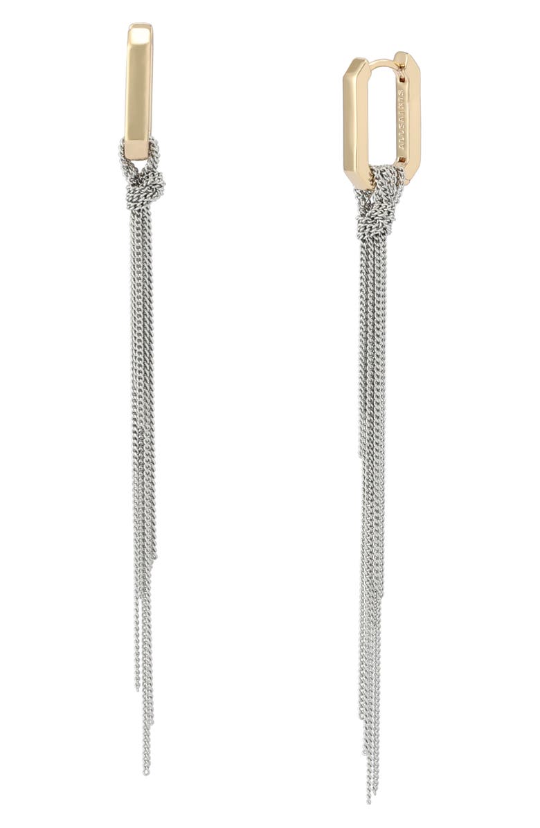 AllSaints Del Chain Drop Huggie Hoop Earrings, Main, color,