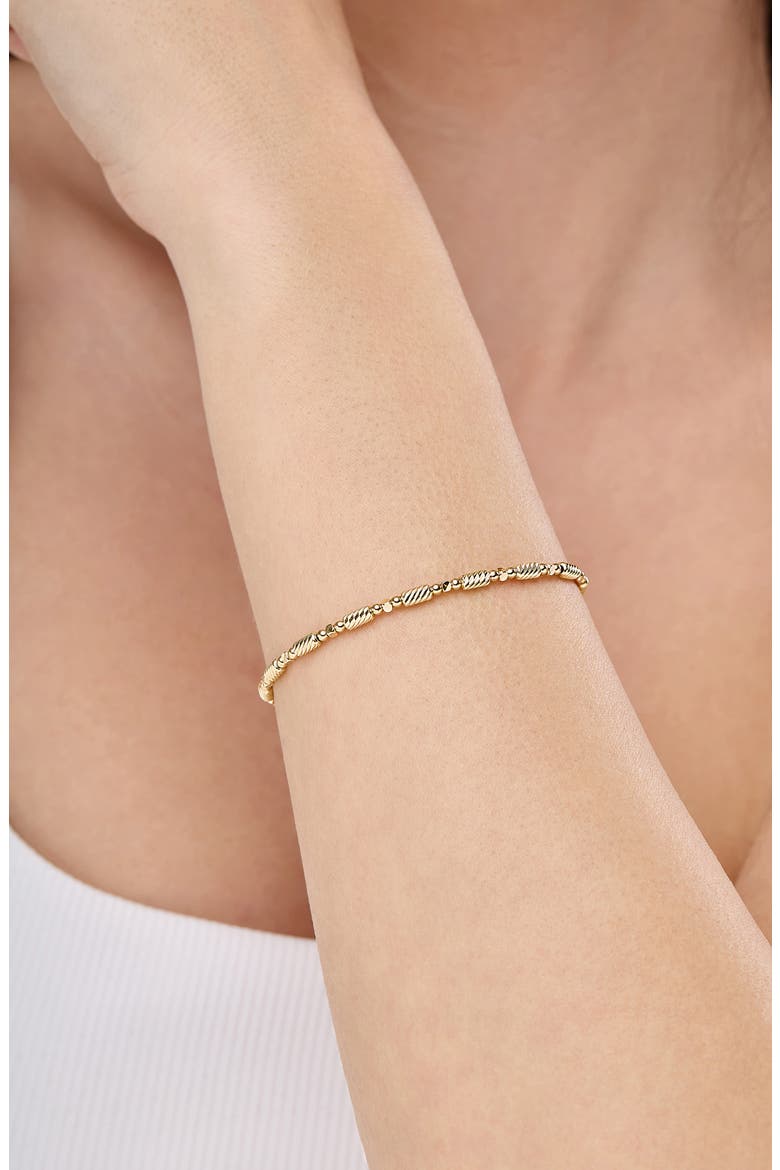 14K Gold Diamond Cut Beaded Chain Bracelet, Alternate, color, 14K GOLD