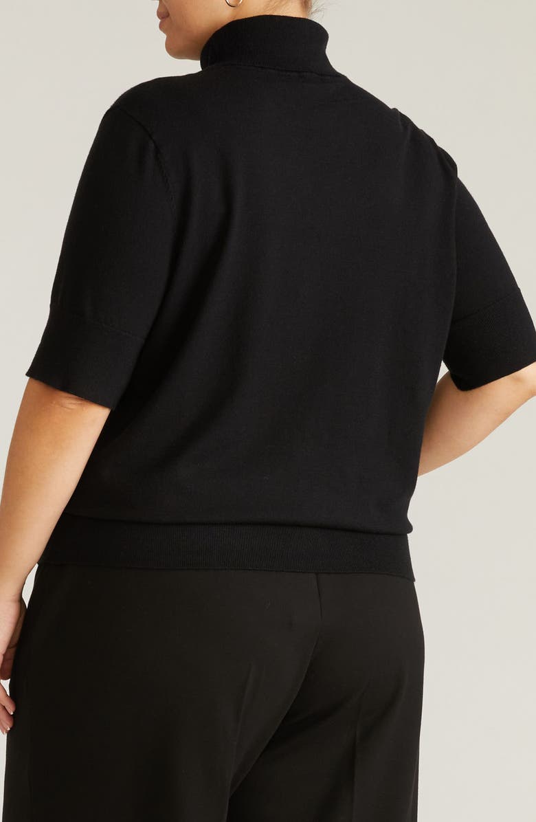 Universal Standard Savvy Short Sleeve Turtleneck Sweater, Alternate, color, Black