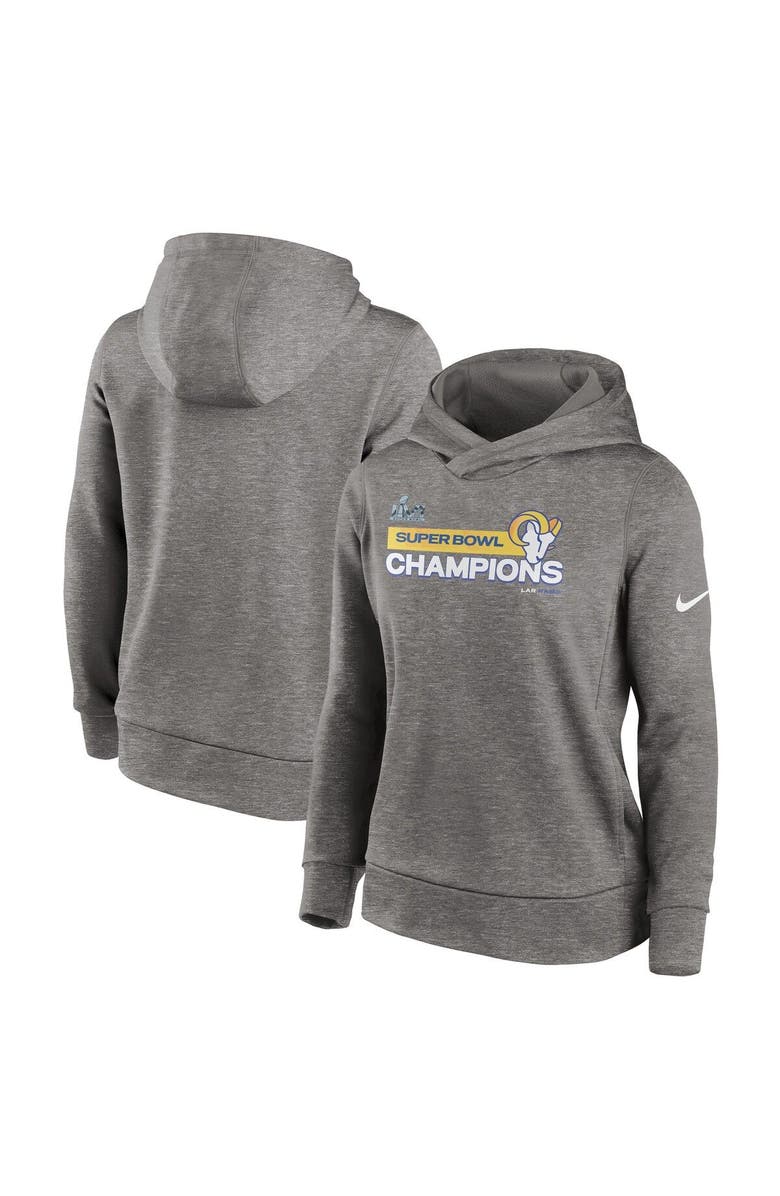 Nike Women's Nike Heathered Charcoal Los Angeles Rams Super Bowl LVI Champions Pullover Hoodie, Main, color, 
