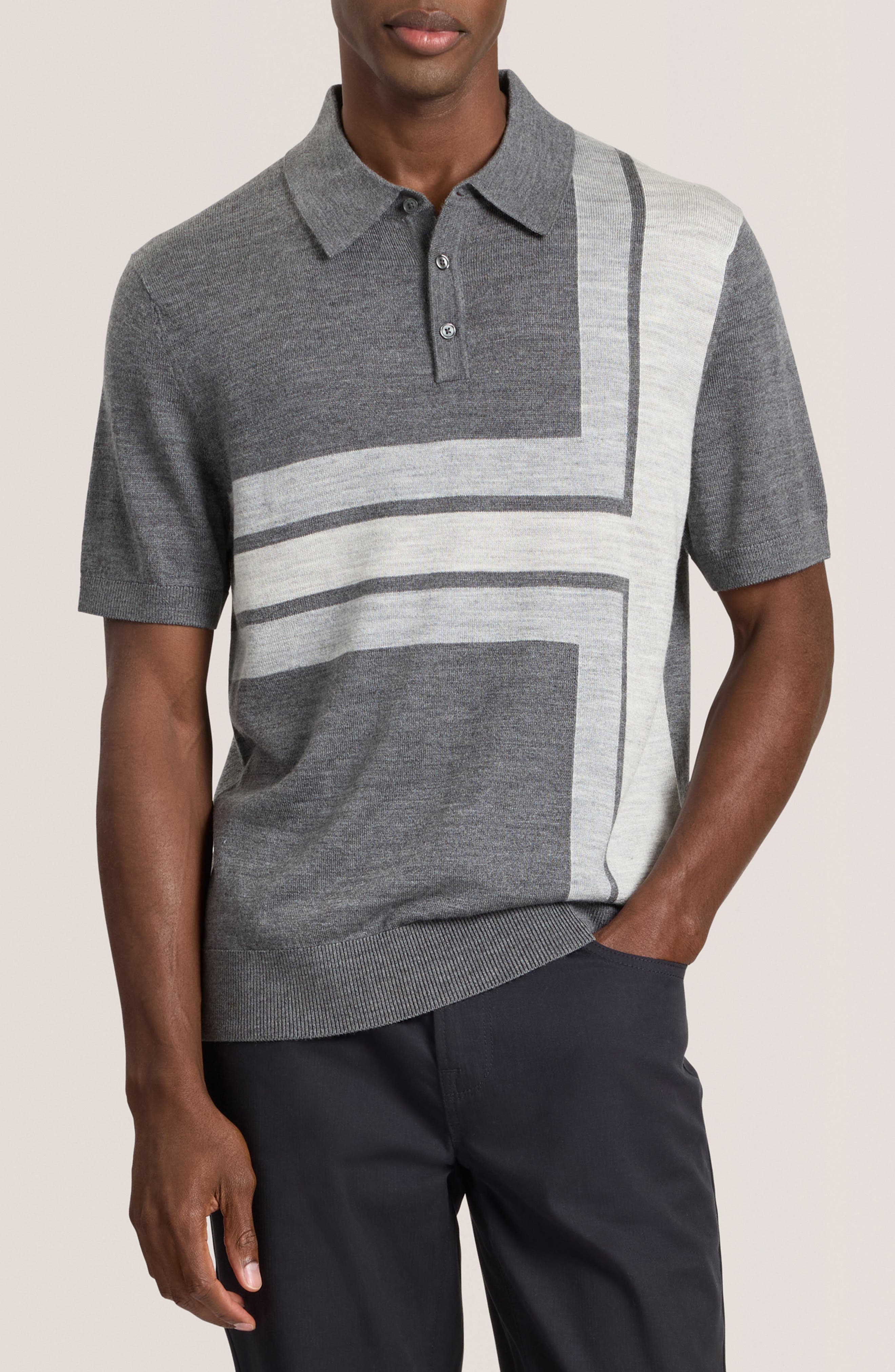 Ted Baker Intarsia Merino Wool Blend Sweater Polo