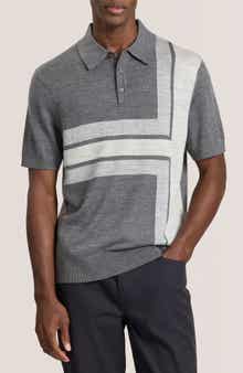 Ted Baker Intarsia Merino Wool Blend Sweater Polo