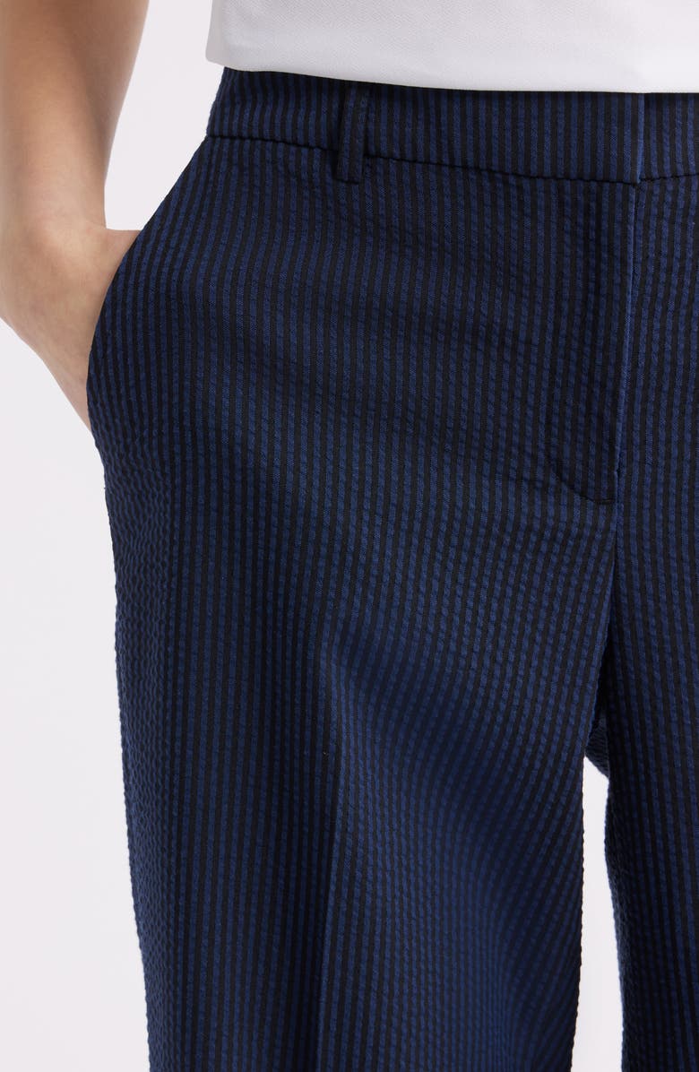 Anne Klein Stripe Straight Leg Ankle Pants, Alternate, color, Distant Mountain/ Black