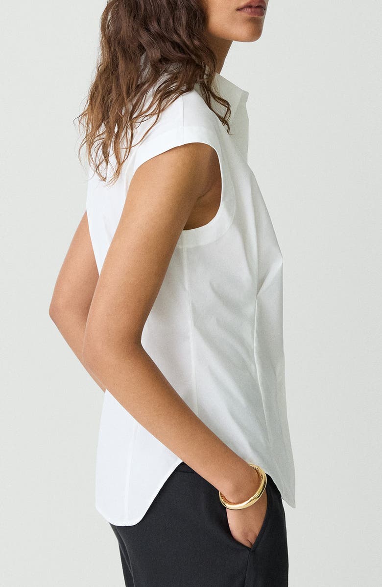 Theory Cap Sleeve Button-Up Shirt, Alternate, color, White