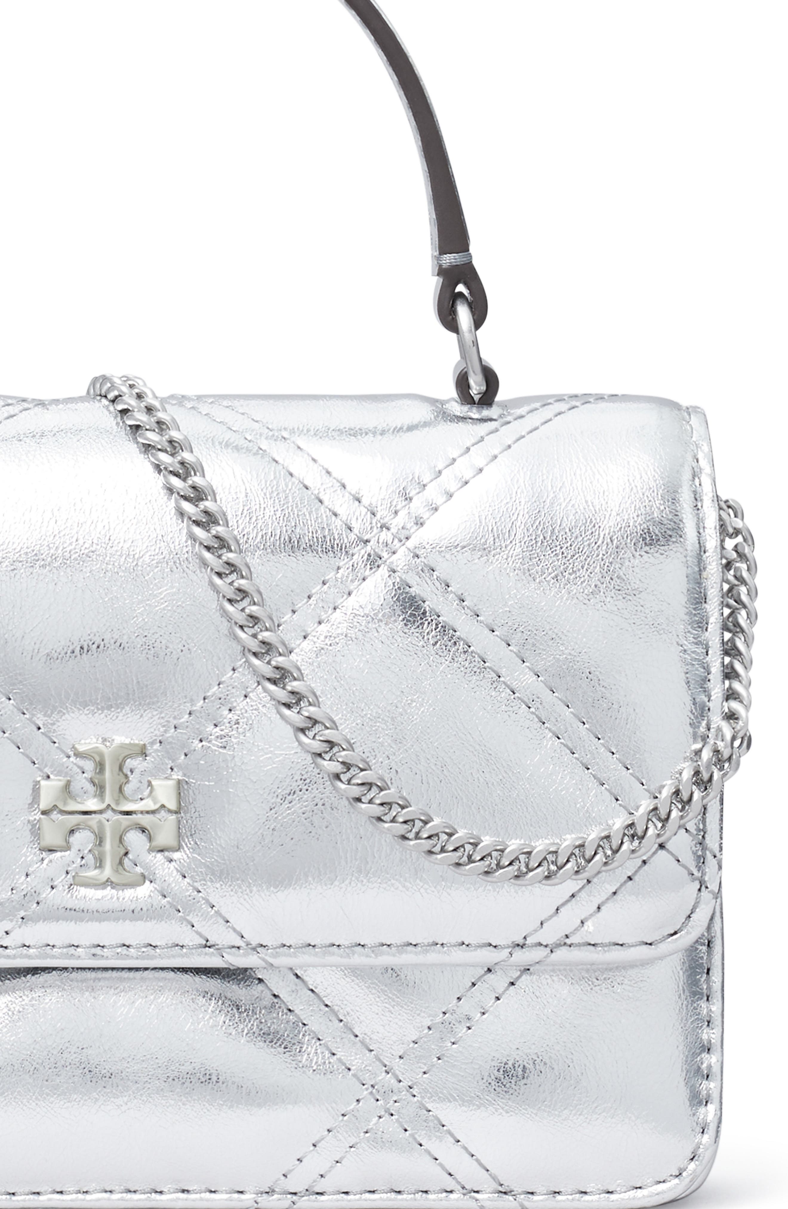 Tory Burch Kira Diamond Quilted Metallic Leather Crossbody Bag, Alternate, color, 