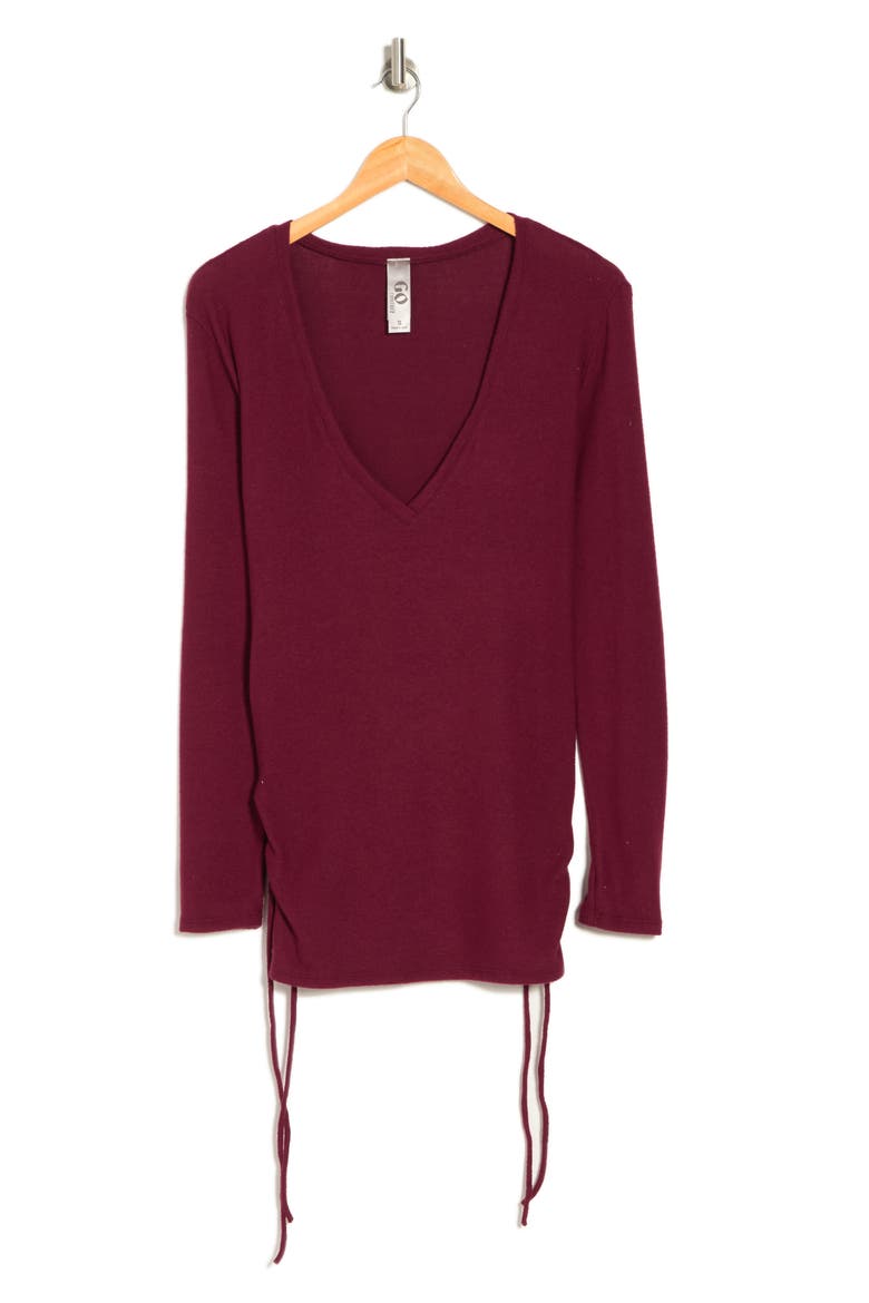 V-Neck Dolman Sleeve Double Lace-Up T-Shirt, Alternate, color, RHODONITE