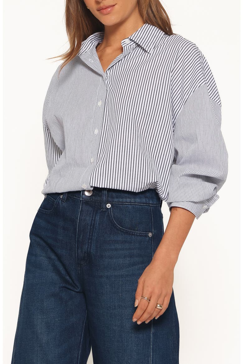 Elva Oversized Striped Cotton Shirt, Alternate, color, BLUE STRIPE