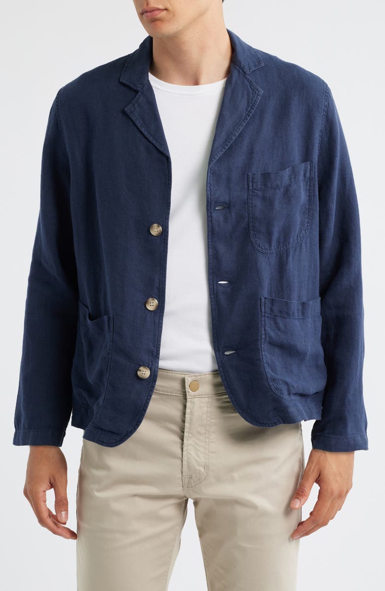 Corridor Navy Linen Three-Button Sport Coat, Main, color, Navy